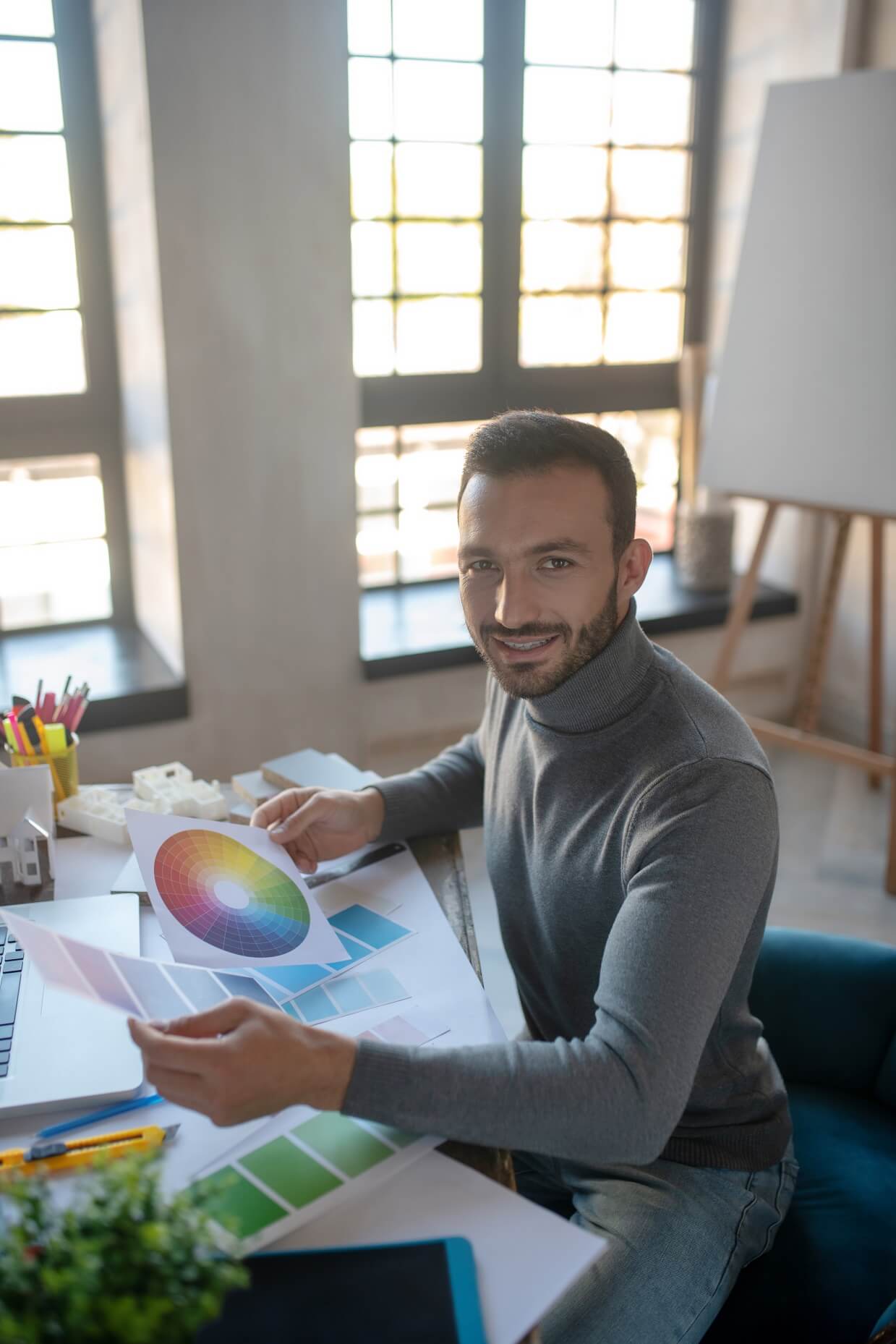 Smiling Interior Designer Feeling Good While Worki TZVNGN8